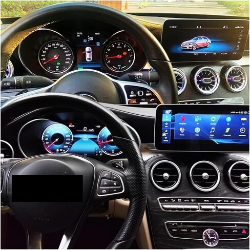 لوحة لوحة قيادة LCD وشاشة أندرويد 12.3 بوصة متوافقة مع Benz GLC/C-Class W205 W253 W253 أداة رقمية Carplay Auto 4G in Kuwait