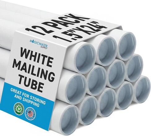 أنبوب بريد MagicWater Supply - 1.5 بوصة × 24 بوصة - أبيض - عبوة واحدة - لشحن وتخزين الملصقات والفنون والحرف اليدوية والمستندات in Saudi Arabia