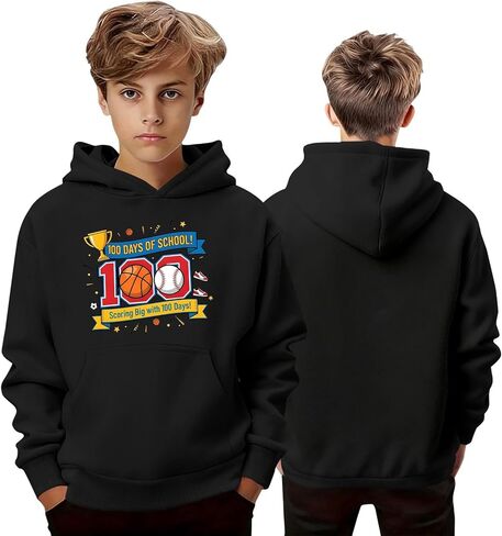 I Survived 67+33 Days Of School Kids 100Th Day Of School Hoodie Boys Girls Printed Long Sleeve Sweatshirt in Saudi Arabia