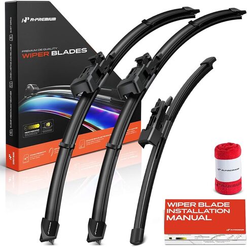 A-Premium APWB794 24"+19"+11" Windshield Wiper Blades Compatible with Volkswagen Golf 2007/2010-2014, Golf City, GTI - Front Rear Wipers Blade Set for TLP/FR_2V, w/Wear Indicator & Towel (Pack of 3) in Kuwait