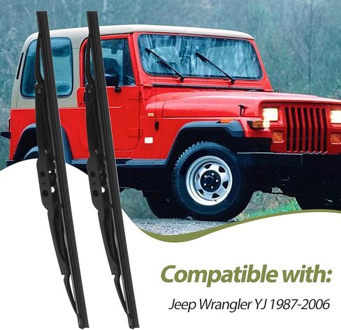 زوج من شفرات ممسحة الزجاج الأمامي المتوافقة مع Jeep Wrangler YJ 1987-2006 استبدل 83505425 19712.01، مجموعة شفرات ممسحة قطعتين in Kuwait