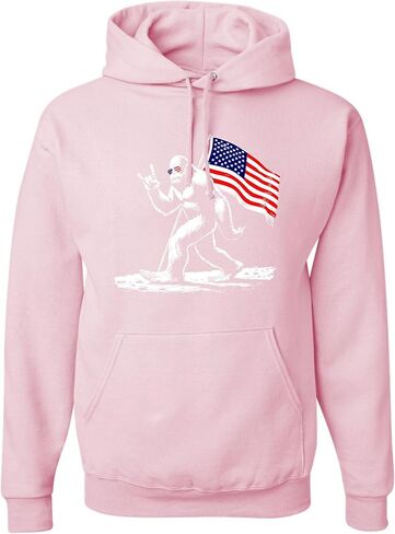 كنزة بقلنسوة للرجال والنساء والشباب من Go All Out Bigfoot Rock On USA American Flag National Sasquatch in Saudi Arabia