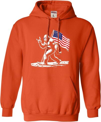 كنزة بقلنسوة للرجال والنساء والشباب من Go All Out Bigfoot Rock On USA American Flag National Sasquatch in Saudi Arabia