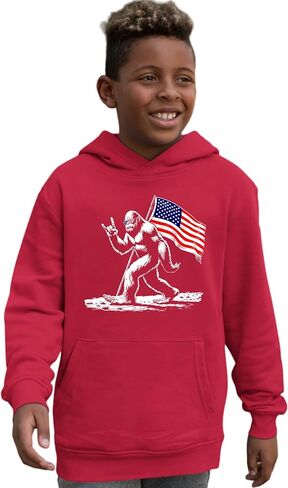 كنزة بقلنسوة للرجال والنساء والشباب من Go All Out Bigfoot Rock On USA American Flag National Sasquatch in Saudi Arabia