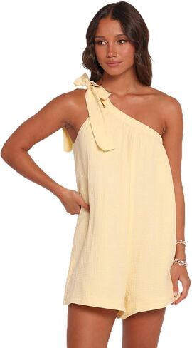 Petal & Pup Women's Miffy-one-shoulder-romper-yellow in Saudi Arabia