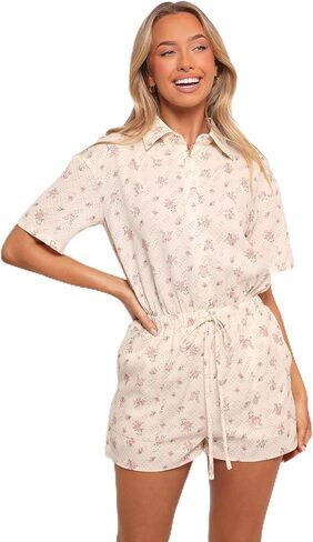 Petal & Pup Women's Calypso-romper-cream-pink-floral in Saudi Arabia