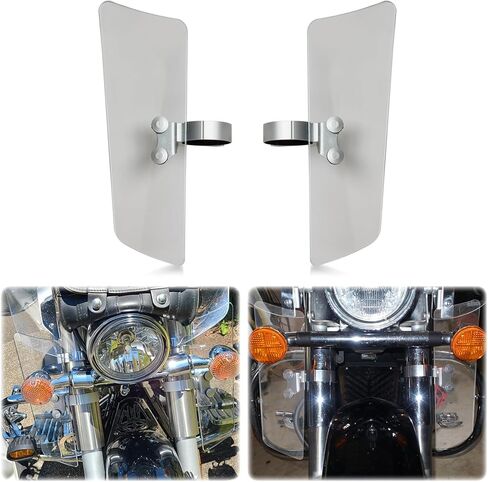 Leg Wind Deflector, PSLER Motorcycle Front Fork Wind Deflectors with Brackets for VT1100C2 Shadow Sabre, VN1500D Vulcan Classic, VL1500 Boulevard, XV1600 Road Star Classic, Clear in Saudi Arabia