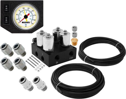 Vixen Air 4 Valve Suspension Manifold with One Dual Needle White Gauge Panel, 3/8" OD Hose 50 FT, 1/4" OD Hose 35 FT and Fittings VXF2CM01W in Saudi Arabia
