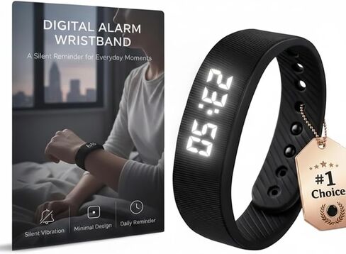Vibrating Alarm Wristband Electric Clock Watch Shock Silent Sleeps Wrist Sleep Bracelet for Heavy Sleepers Wearable Wristband for Seniors Automatic Wake up Band Vibration with Digital for Deaf in Saudi Arabia