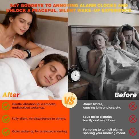 Vibrating Alarm Wristband Electric Clock Watch Shock Silent Sleeps Wrist Sleep Bracelet for Heavy Sleepers Wearable Wristband for Seniors Automatic Wake up Band Vibration with Digital for Deaf in Saudi Arabia