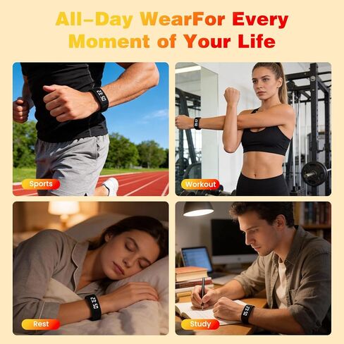 Vibrating Alarm Wristband Electric Clock Watch Shock Silent Sleeps Wrist Sleep Bracelet for Heavy Sleepers Wearable Wristband for Seniors Automatic Wake up Band Vibration with Digital for Deaf in Saudi Arabia