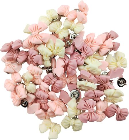 دبابيس دفع على شكل فيونكة وردية - مسامير إبهام لألواح الفلين، دبابيس دفع تزيينية للوحة الإعلانات، مسامير إبهام لتنظيم المكتب أو ديكور المنزل (30 قطعة) in Kuwait