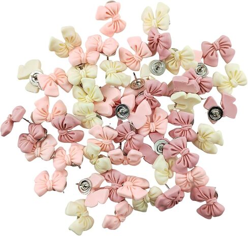 دبابيس دفع على شكل فيونكة وردية - مسامير إبهام لألواح الفلين، دبابيس دفع تزيينية للوحة الإعلانات، مسامير إبهام لتنظيم المكتب أو ديكور المنزل (30 قطعة) in Kuwait