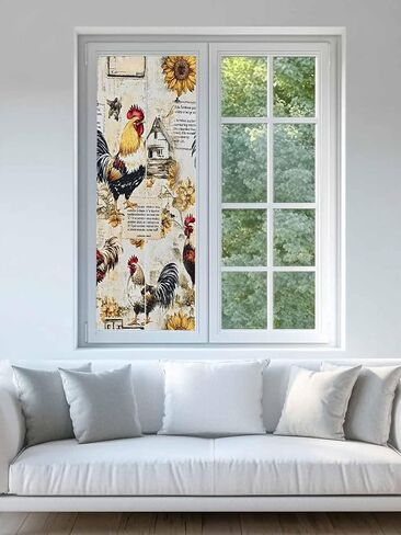 Window Privacy Film Rooster Static Cling Window Film for Glass Windows Removable Decorative Glass Clings for Home Bathroom Office 17.7"x39" Sunflower in Saudi Arabia