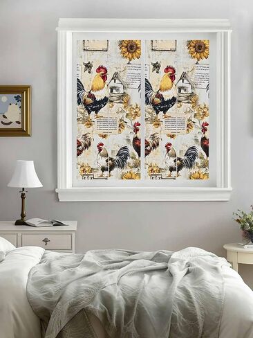 Window Privacy Film Rooster Static Cling Window Film for Glass Windows Removable Decorative Glass Clings for Home Bathroom Office 17.7"x39" Sunflower in Saudi Arabia