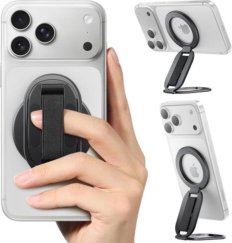 [2025 Upgraded] SUPERONE MagSafe Phone Grip for MagSafe with Finger Strap, Removable Gym Magnetic Phone Grip with Two-Sided Magnets, Mag Safe Grip Kickstand Loop for iPhone 17/16/15/14/13/12 Series in Saudi Arabia