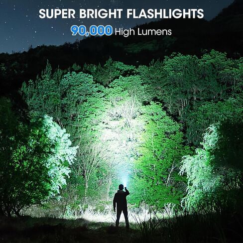 ALSTU Rechargeable Flashlights High Lumens, 900,000 Lumen Bright Flashlight with 5 Lighting Modes, Fast-Charging Led Flash Light for Homes, Night Working, Cycling, Hiking (2 Packs) in Kuwait