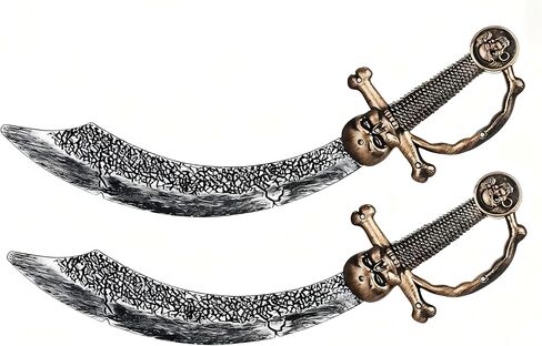 Pirate Sword 2PCS, 18'' Fake Plastic Pirate Sword Prop Accessories for Adult Halloween Costume Black in Saudi Arabia