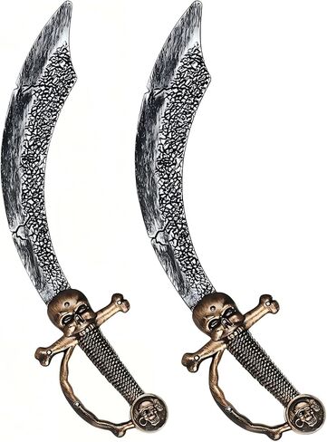 Pirate Sword 2PCS, 18'' Fake Plastic Pirate Sword Prop Accessories for Adult Halloween Costume Black in Saudi Arabia
