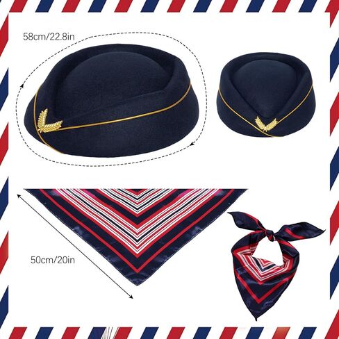Pilot Captain Costumes Flight Attendant Stewardess Accessories Hat Sunglasses Scarf for Adult Halloween Cosplay Party in Saudi Arabia