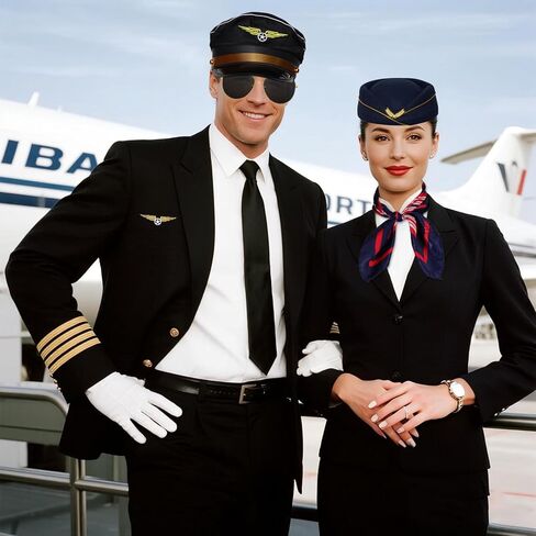 Pilot Captain Costumes Flight Attendant Stewardess Accessories Hat Sunglasses Scarf for Adult Halloween Cosplay Party in Saudi Arabia