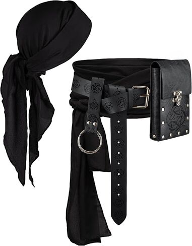 Pirate Costume Accessories, Medieval Leather Belt Set for Men & Women – Ideal for Renaissance Fairs, Cosplay Parties in Saudi Arabia