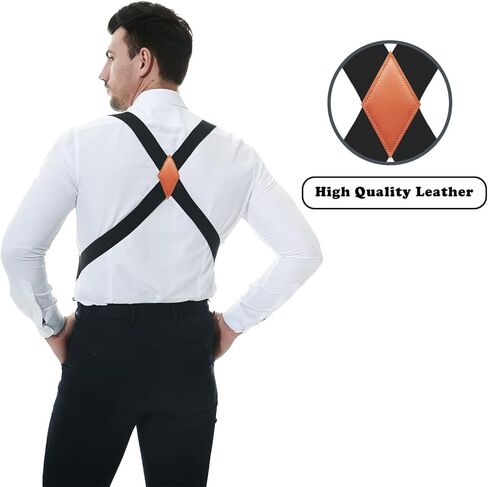 Mens Suspenders with 2 Metal Clips X Back Design, 1.4 Inch Wide Suspenders for Men in Saudi Arabia
