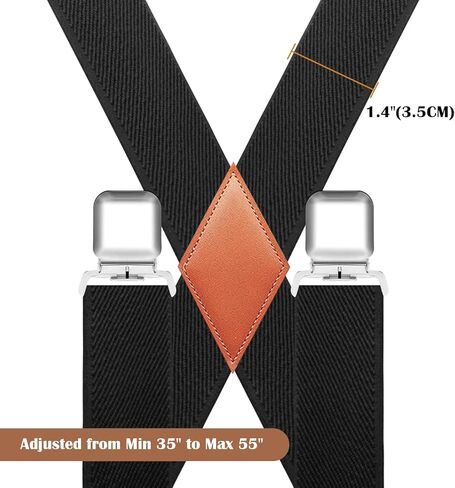 Mens Suspenders with 2 Metal Clips X Back Design, 1.4 Inch Wide Suspenders for Men in Saudi Arabia