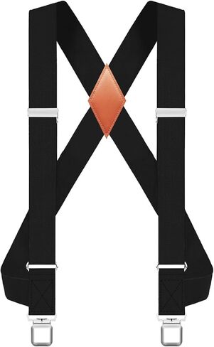 Mens Suspenders with 2 Metal Clips X Back Design, 1.4 Inch Wide Suspenders for Men in Saudi Arabia