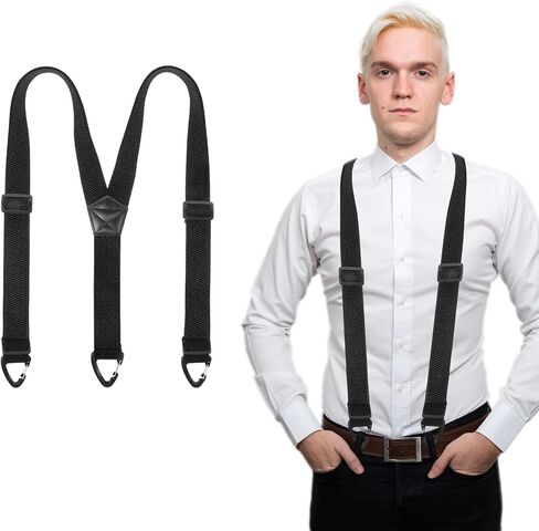 Hidden Suspenders for Men Under Clothes, Y Back Elastic Men's Suspenders with 3 Snap Loop Adjustable Heavy Duty Work Suspender for Men Women Suits Jeans (1.53 Inch Wide) in Saudi Arabia