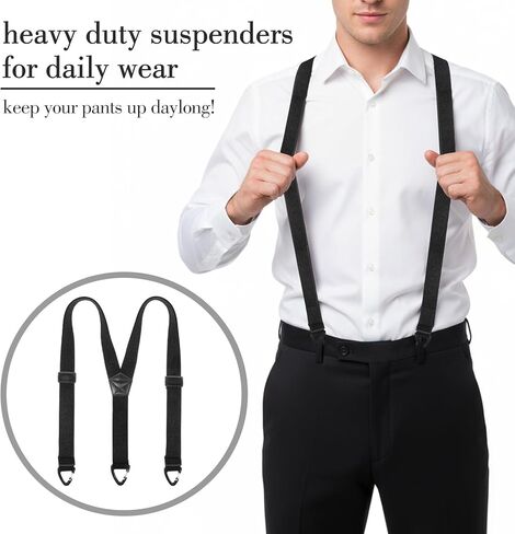 Hidden Suspenders for Men Under Clothes, Y Back Elastic Men's Suspenders with 3 Snap Loop Adjustable Heavy Duty Work Suspender for Men Women Suits Jeans (1.53 Inch Wide) in Saudi Arabia