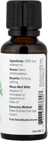 NOW Essential Oils, Rosemary Oil, Purifying Aromatherapy Scent, Steam Distilled, 100% Pure, Vegan, 1-Ounce in Saudi Arabia