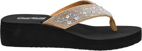 Corkys Footwear Women’s Dime A Dozen Flip Flop – Rhinestone Thong Platform Flip-Flop with EVA Cushioned Insole and a 1.25-Inch Heel for All-Day Sparkle and Comfort in Saudi Arabia