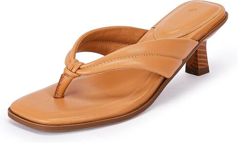 Coutgo Womens Kitten Heel Thong Sandals Flip Flops Slip On Square Open Toe Slippers Low Stacked Heeled Mules in Saudi Arabia
