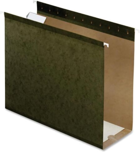 Pendaflex Extra Capacity Reinforce d Hanging File Folders, 4", Letter Size, Standard green, 1/5 Cut, 25/BX (4152x4) in Saudi Arabia