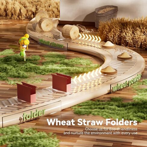 مجلدات ملفات تعليق بلاستيكية ذات سعة إضافية من قش القمح، حجم حرف مجلد تعليق معزز، جيب أكورديان، عالي التحمل، منظم مجلد معلق للمكتب والمنزل - 4 عبوات in Kuwait