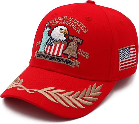 United States 250 Anniversary USA Hat, 1776-2026 Adjustable Eagle & Liberty Embroidered Patriotic Hats in Saudi Arabia