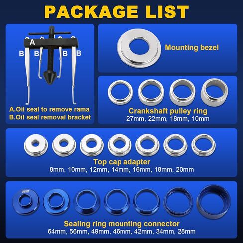 DASBET Crank Bearing Camshaft Seal Installer and Remover Set | Upgraded 22pcs Crankshaft Oil Seal Puller Tool Kit Crankshaft Seal Kit in Saudi Arabia
