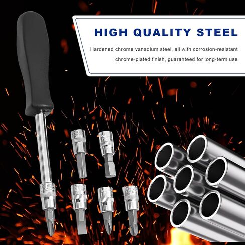46PCS 1/4 Inch Car Repair Tool Set, Metric Socket Ratchet Wrench Set with Extension Bars & Bits, Quick-Release Ratchet Combination Tools Kit for Auto Repairing & Household in Saudi Arabia