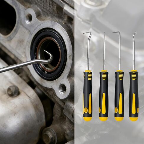 4-Piece Precision Hook and Pick Set - Automotive O-Ring Remover & Oil Seal Puller Tool Kit, Mechanic Hand Tools for Gaskets, Springs & Wires, 6.5 Inch Heat-Treated Shafts with Ergonomic Grip(Blue) in Saudi Arabia
