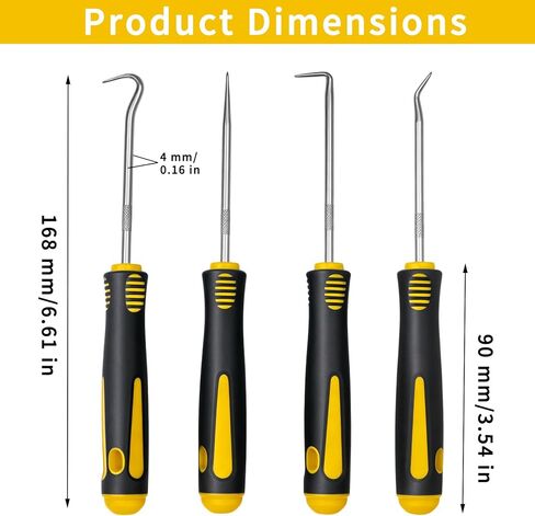 4-Piece Precision Hook and Pick Set - Automotive O-Ring Remover & Oil Seal Puller Tool Kit, Mechanic Hand Tools for Gaskets, Springs & Wires, 6.5 Inch Heat-Treated Shafts with Ergonomic Grip(Blue) in Saudi Arabia