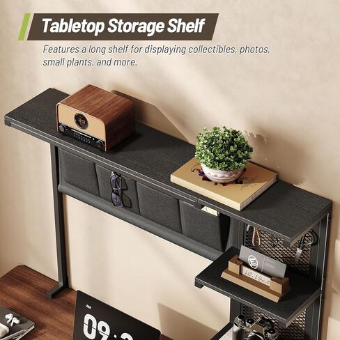 مشبك على رف المكتب مع Pegboard، رف موسع فوق المكتب بثلاث طبقات، رف كتب لسطح المكتب مع خطافات، منظم سطح المكتب لملحقات مكتب المكتب، رف تخزين سطح الطاولة، 38.3 بوصة عرض × 33 بوصة ارتفاع، أسود in Kuwait