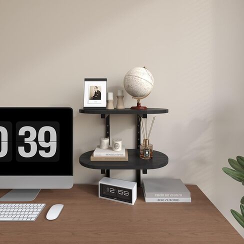 Aetheris Clamp On Desk Shelf, 3-Tier Adjustable Desk Storage Shelf, Wood Desktop Bookshelf, Desk Shelves Organizer for Offices, Study Rooms, and Game Rooms, Black in Saudi Arabia