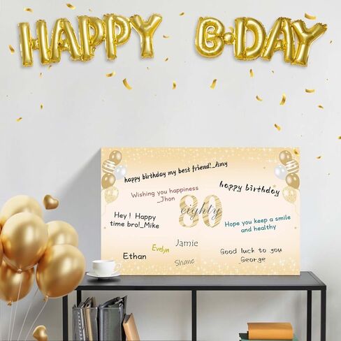 Large 80th Birthday Card With Envelope for Men Women, 1946 Black Gold Happy 80th Birthday Giant Guest Signature Book Gifts, Big Vintage 1946 80 Greeting Card Decoration Party Supplies in Kuwait