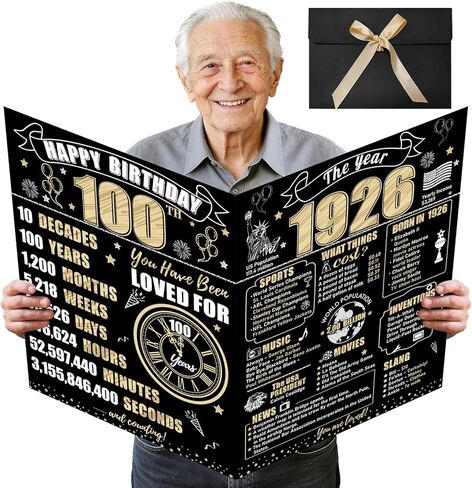 Large 80th Birthday Card With Envelope for Men Women, 1946 Black Gold Happy 80th Birthday Giant Guest Signature Book Gifts, Big Vintage 1946 80 Greeting Card Decoration Party Supplies in Kuwait
