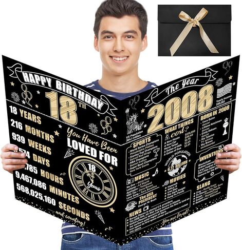 Large 80th Birthday Card With Envelope for Men Women, 1946 Black Gold Happy 80th Birthday Giant Guest Signature Book Gifts, Big Vintage 1946 80 Greeting Card Decoration Party Supplies in Kuwait