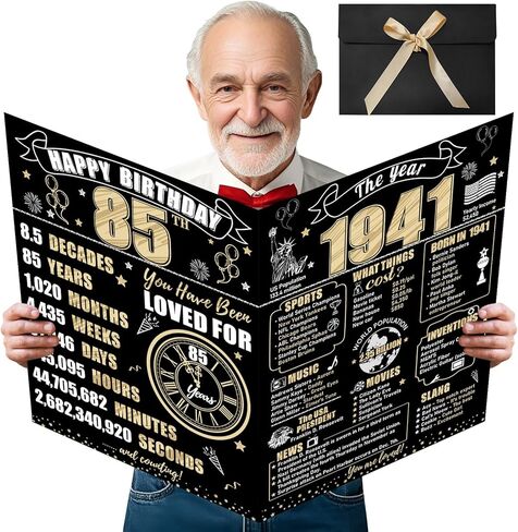Large 80th Birthday Card With Envelope for Men Women, 1946 Black Gold Happy 80th Birthday Giant Guest Signature Book Gifts, Big Vintage 1946 80 Greeting Card Decoration Party Supplies in Kuwait