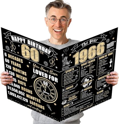 Large 80th Birthday Card With Envelope for Men Women, 1946 Black Gold Happy 80th Birthday Giant Guest Signature Book Gifts, Big Vintage 1946 80 Greeting Card Decoration Party Supplies in Kuwait