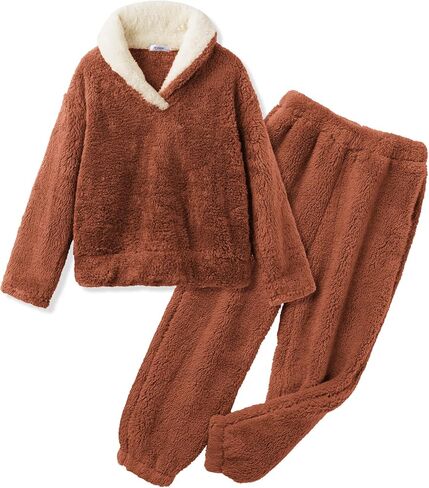 Arshiner ملابس الفتيات 2 قطعة ملابس غامضة الشتاء الدافئة الصوف فضفاضة البلوز البلوز و Sweatpant Sweatsuit in Saudi Arabia