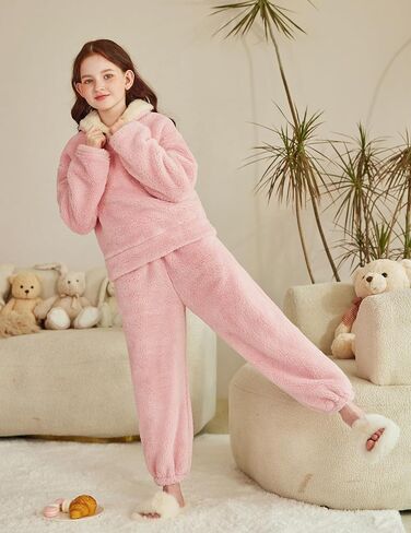 Arshiner ملابس الفتيات 2 قطعة ملابس غامضة الشتاء الدافئة الصوف فضفاضة البلوز البلوز و Sweatpant Sweatsuit in Kuwait